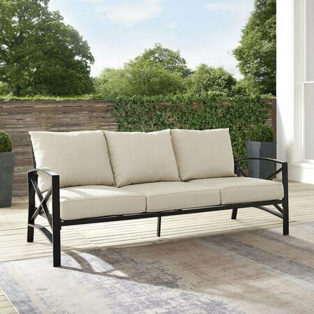 CLAUSTRO Outdoor Metal Sofa, Oatmeal & Oil Rubbed Bronze CL3043546